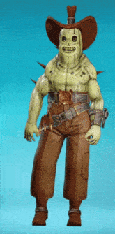 a cartoon character with a cowboy hat on