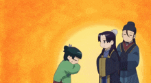 a couple of anime characters are standing next to each other and one of them is saying sneak sneak