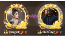 a picture of a woman and a picture of a man with the words firegirl and redling on them