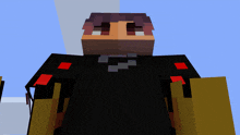 a pixel art of a person with purple hair and red sleeves