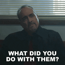 a man is sitting in front of a window and asking what did you do with them .