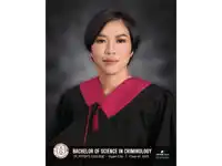 a woman in a graduation cap and gown is a graduate of bachelor of science in criminology