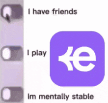 a purple square with the letter e on it