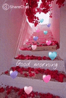 Good Morning Hearts GIF - Good Morning Hearts Stairs GIFs