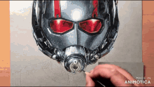 a drawing of an antman helmet is being made in animatica
