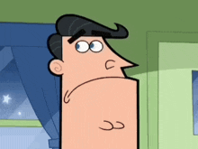 a cartoon of a man with a beard and a blue eye