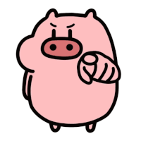 a cartoon pig with an angry look on its face is pointing at the camera