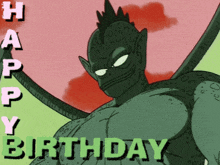 a cartoon drawing of a monster with the words happy birthday below it