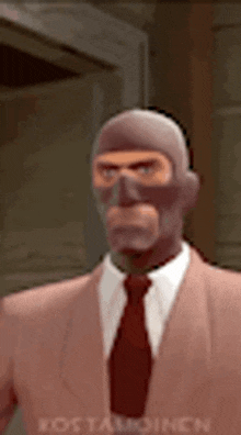 a man in a suit and tie is wearing a mask and glasses .