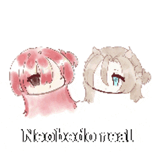two anime girls are standing next to each other with the words " neobedo royal " written on the bottom