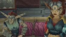 a couple of cartoon characters are sitting on a couch
