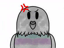 a cartoon drawing of a bird with a red angry face