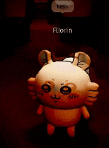 a stuffed animal with a speech bubble that says florin on it