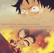 one piece worried luffy little brother sad