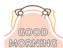 a cartoon of a cat laying under a blanket with the words good morning written below it