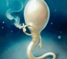 a cartoon illustration of a sperm smoking a cigarette .