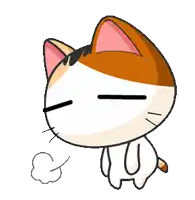 a cartoon cat with its eyes closed and a slight smile on its face