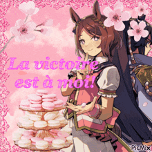 a picture of a girl with the words la victoire est a noi