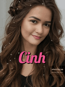 a picture of a woman with the name cinh written on it