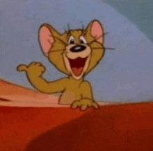 jerry the cat from tom and jerry is smiling and waving .