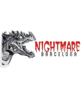 a logo for nightmare barcelona with a dragon