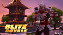 an advertisement for blitz royale shows a man in armor