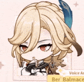 a picture of a person with a feather in their hair and the name ber balmac