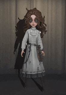 a cartoon character with dreadlocks and a white dress