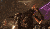 a video game screen shows a man holding a sword and the word dualliste on the bottom