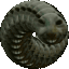 a close up of a sculpture of a snake in a circle .