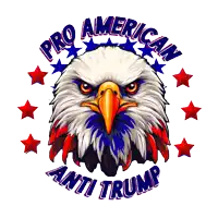 a bald eagle with the words pro american anti trump above it