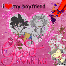 a collage of anime characters with the words i love my boyfriend in the middle