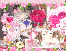 a collage of anime characters with the words " i love you " in the middle