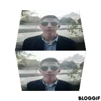 two images of a man wearing sunglasses with the words bloggif below