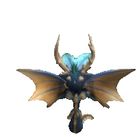 a computer generated image of a dragon with wings and horns on a white background