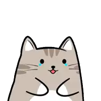 a cartoon cat with a tear coming out of its eyes