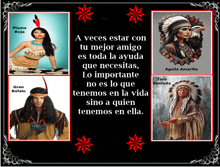 a collage of images of native americans and a quote from pluma roja