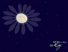 a drawing of a flower with a face on it and a face on the moon