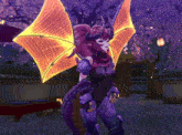 a woman in a dragon costume with purple horns