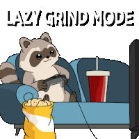 a raccoon is sitting on a couch playing video games