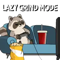 a raccoon is sitting on a couch playing video games