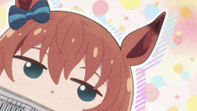 a cartoon drawing of a horse with a bow on her head