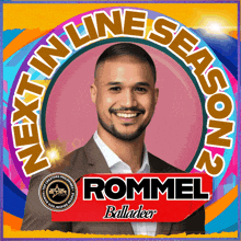a poster for next in line season 2 features a smiling man