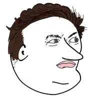 a drawing of a man 's face with a slight smirk