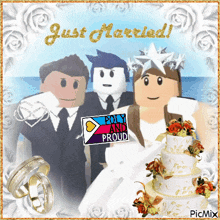 a picture of a wedding with the words just married
