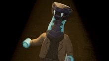 a cartoon character with a long neck and blue eyes is wearing a suit