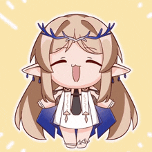 a cartoon of a girl with antlers on her head making a funny face