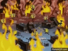 Burning Office Spongebob GIF