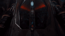 a blurry picture of a carnival with a red circle in the center
