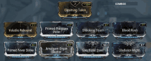 a screenshot of a video game showing combos for gleaming talon